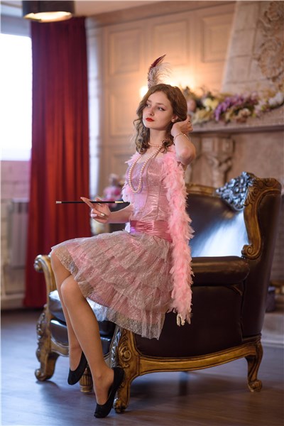 Ретро 20-30 годов. Платье розовое гипюровое